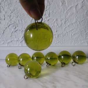 Vintage Green Glass Balls - Fishing Sea Floats - Nautical Coastal Room Decor