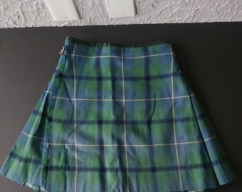 Vintage Children's Kilt - Tartán a cuadros verde y azul - Tela Liberty of London, Escocesa, Ropa retro para niños