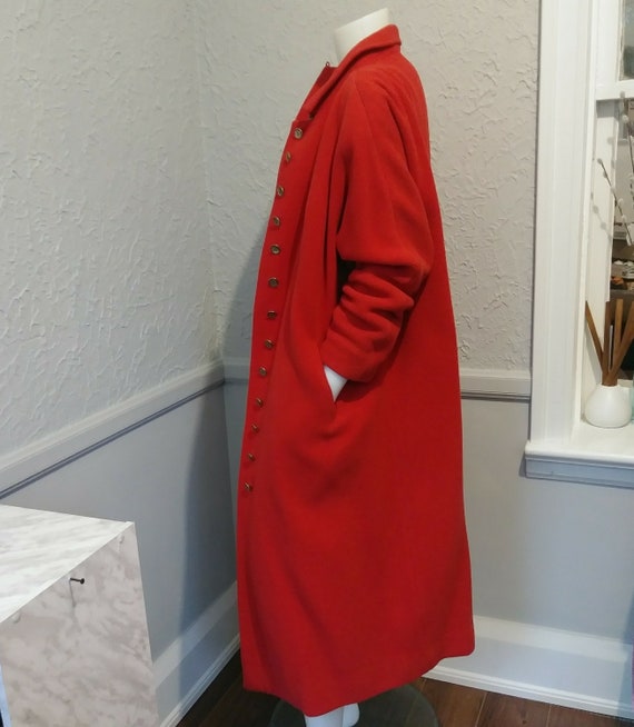 Vintage Red Long Fall Winter Coat by Bonwit Telle… - image 5