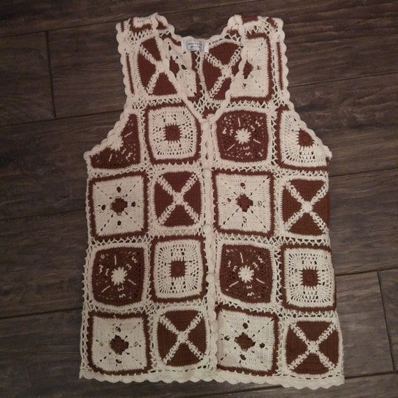 Beechers Brook 1970's Granny Square Vest, Size Lar