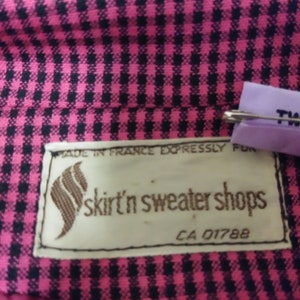 1990's Ladies Checkered pink & black Suit made in France for skirt'n sweater shops wool image 10