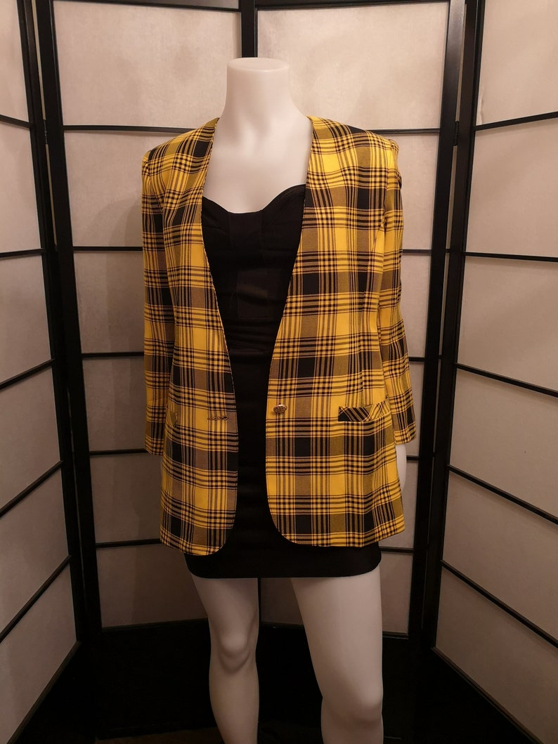 Vtg Plaid Long Blazer 80s 90s Toronto-Made Vintage Sz 10