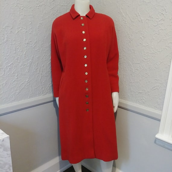 Vintage Red Long Fall Winter Coat by Bonwit Telle… - image 3
