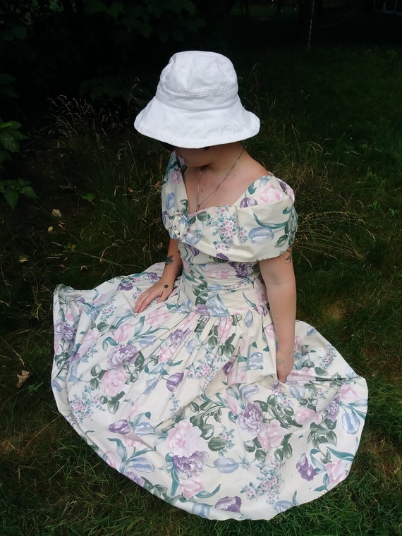 Vintage 1980's Garden Tea Party Dress by Algo-Ette