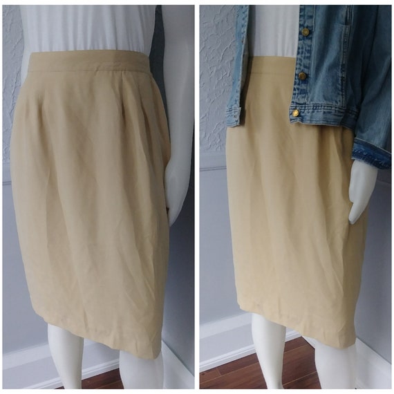 Vintage 90's 2000's Pale Yellow Skirt - Silk exte… - image 9