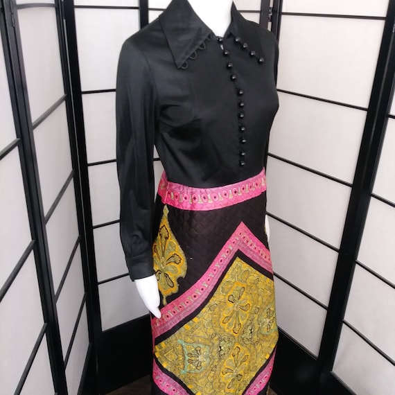 Gorgeous Vintage 60's 70s Collared Maxi Dress by … - image 2