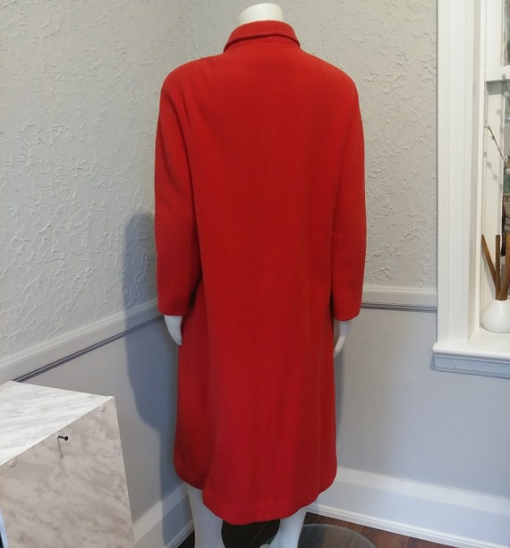 Vintage Red Long Fall Winter Coat by Bonwit Telle… - image 4