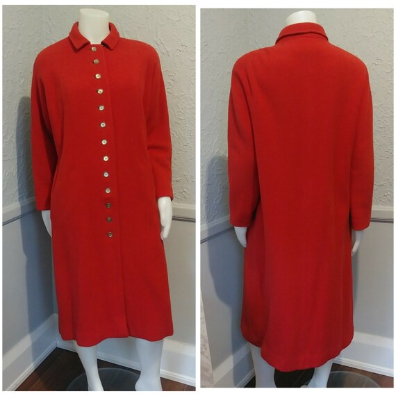 Vintage Red Long Fall Winter Coat by Bonwit Telle… - image 1