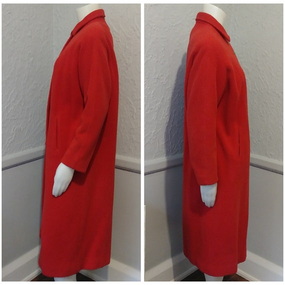 Vintage Red Long Fall Winter Coat by Bonwit Telle… - image 2