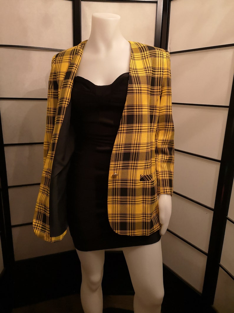 Vtg Plaid Long Blazer 80s 90s Toronto-Made Vintage Sz 10