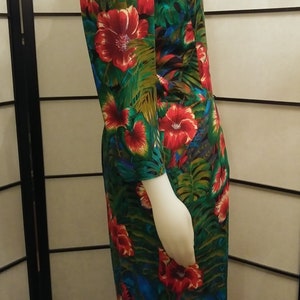 Vintage 1980's Tropical Flowers and Foliage Dress E.D. Michaels image 2