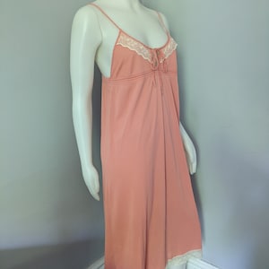 Vintage Pink Nightgown - spaghetti strap, low back, lace details, nightie negligee nightdress boudoir