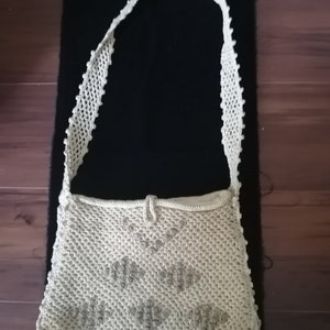 Bolso vintage de macramé de algodón, bolso de hombro, Proart Corp