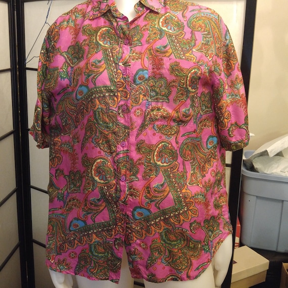 Vintage silk paisley blouse 1970's