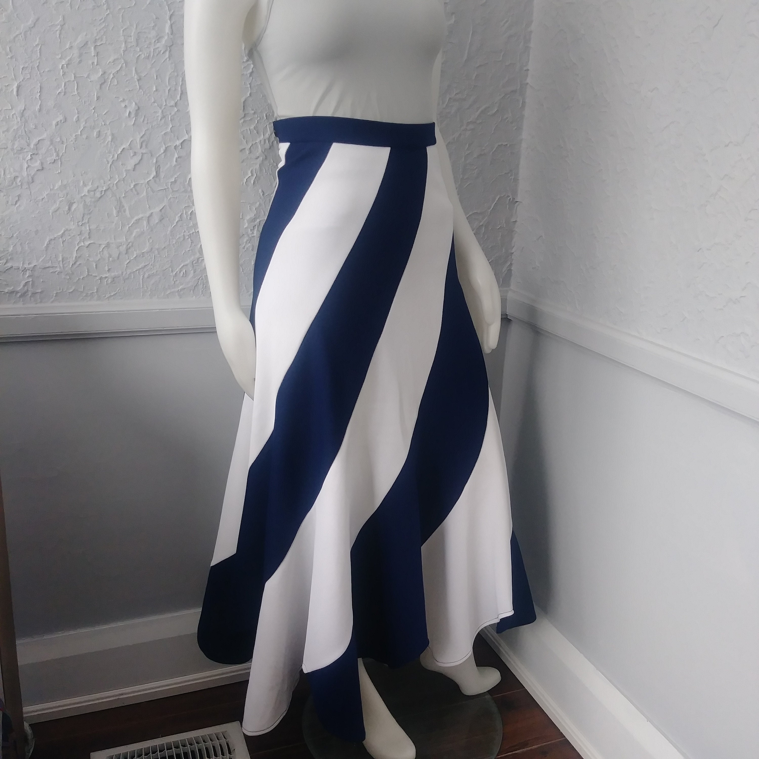 [ limited stock! ] vintage striped skirts/ blue