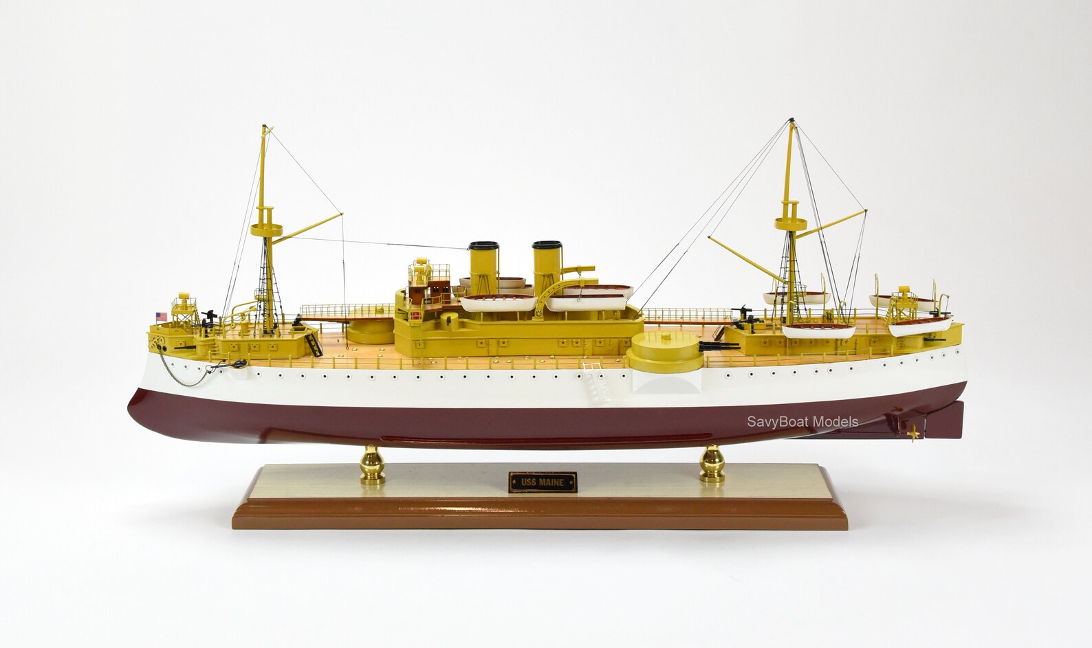 USS Maine Handcrafted Wooden Ship Model 32 Etsy