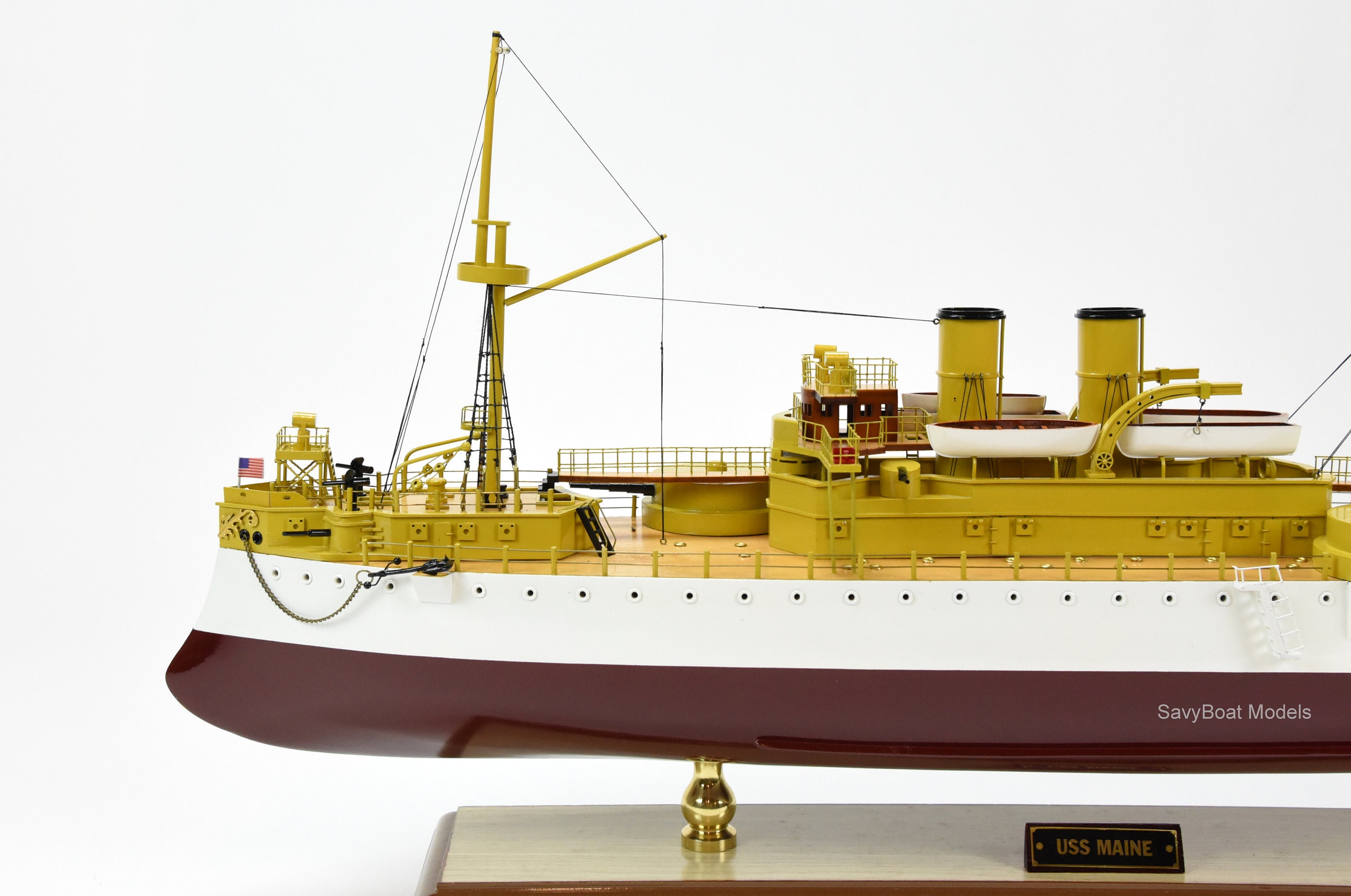 USS Maine Handcrafted Wooden Ship Model 32 Etsy