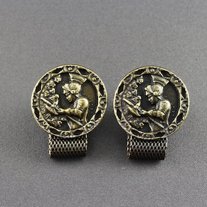 Vintage Hickok Centurion Spartan Warrior Solider Bronze Colored Large Round Wrap Around Cufflinks