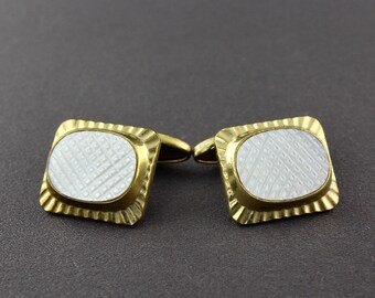 Boutons De Manchette Swank Ovales Soufflés Vintage - Gravés Ton Or, Pour Homme