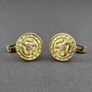 Vintage Vermeil Sterling Silber Metropolitan Opera Mythologische drei Delfine Runde Manschettenknöpfe