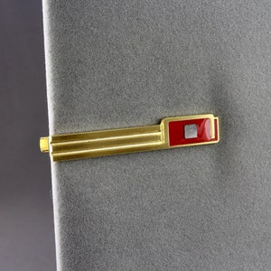 Vintage NEC IC Computer Microprocessor Chip And Red Enamel Tie Clip