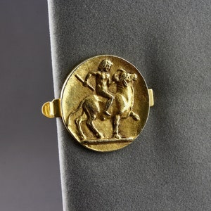 Vintage Alva Museum Replicas Youth Riding On A Bull Based On A Bronze Medallion 15th Century Italian Artist Pseudo Melioli Tie Bar Tie Clip