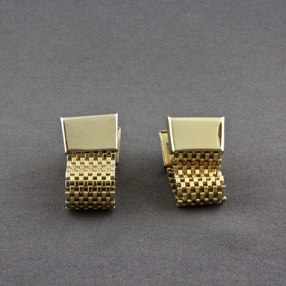 Vintage Swank Shiny Gold Tone Rectangular Snap A … - image 2