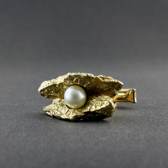 Vintage Faux Gold Nugget And Round White Pearl Cu… - image 7