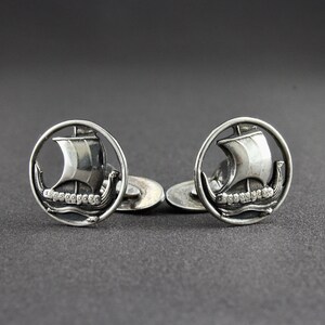Vintage Sterling Silver COF Carl Ove Frydensberg av Danmark Skandinaviskt Vikingaskepp Manschettknappar