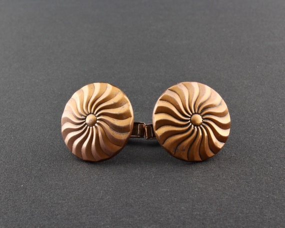 Vintage Large Round Swirl Geometric Design Copper… - image 1