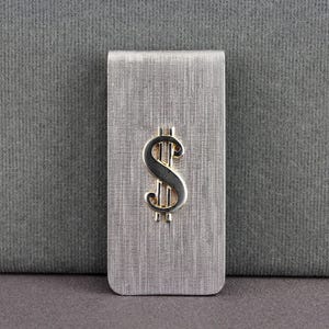 Vintage Silver And Gold Two Tone Dollar Sign Slide Fold Over Style Money Clip