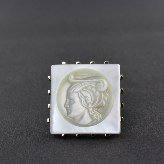 Vintage Swank Hand Carved White Mother of Pearl I… - image 7