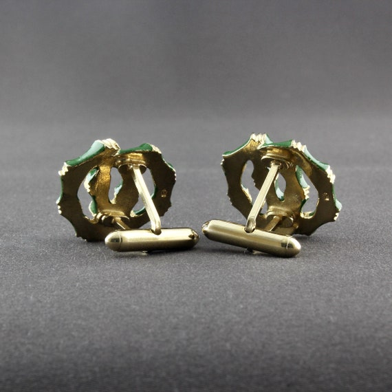 Vintage Swank Green Enamel Two Interlocked Rings … - image 10