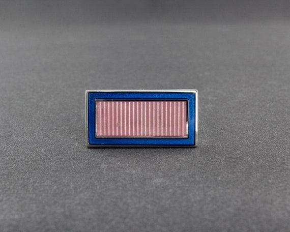 Vintage Shiny Silver Tone Blue And Pink Guilloche… - image 7