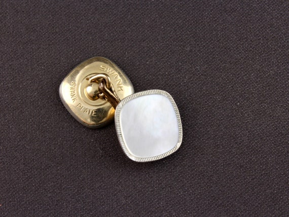 Vintage Swank Art Deco White Mother Of Pearl Squa… - image 4