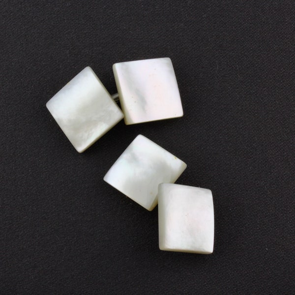 Vintage Art Deco Square White Mother Of Pearl Double Sided Cufflinks