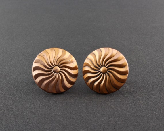 Vintage Large Round Swirl Geometric Design Copper… - image 2