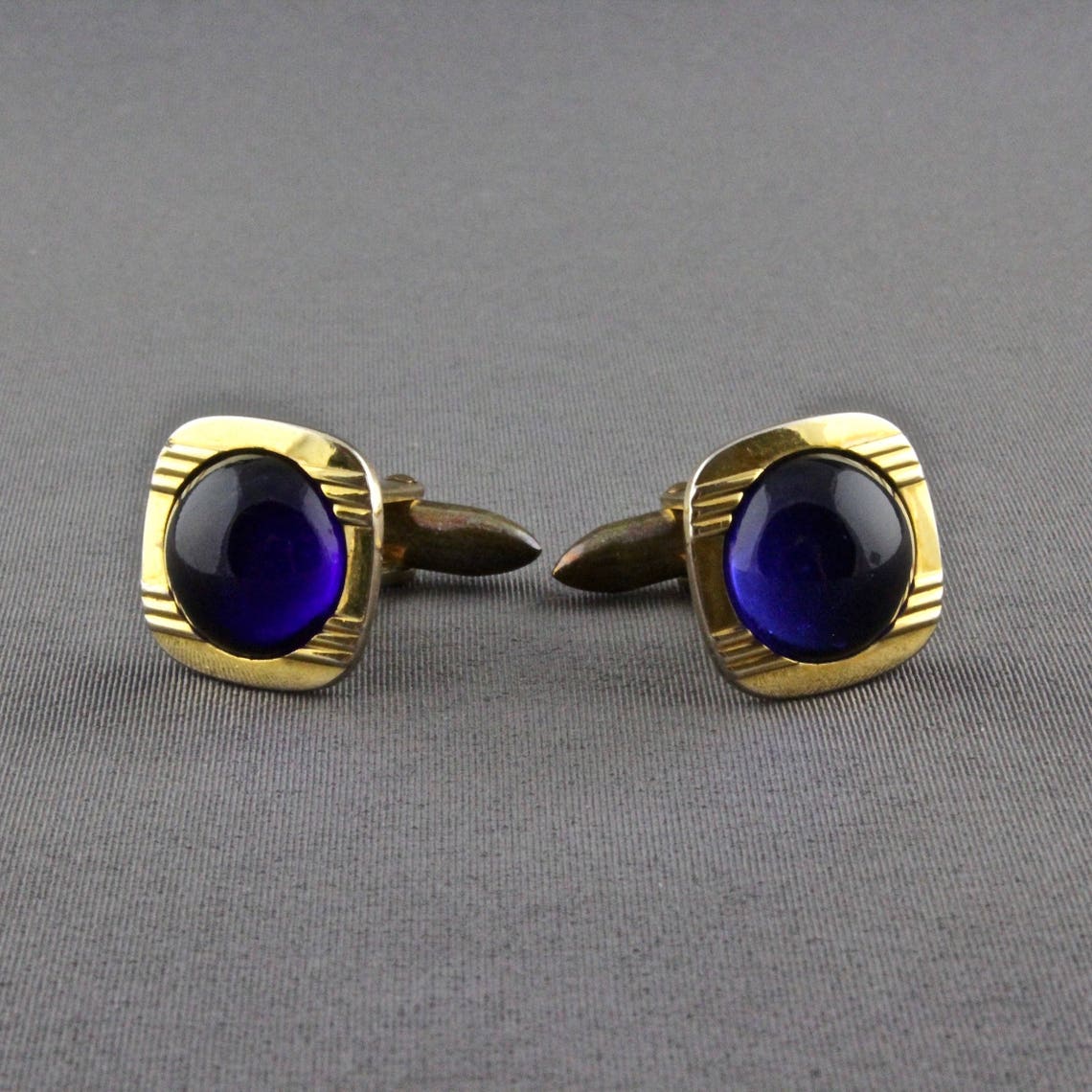 Vintage Art Deco Blue Glass Cufflinks By D&B Correct For Etsy
