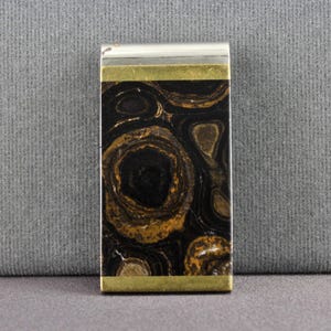 Vintage Shades Of Brown Stromatolite Stone Slide Fold Over Money Clip