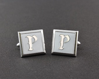 Vintage Swank Old English Font Initial P Cufflinks