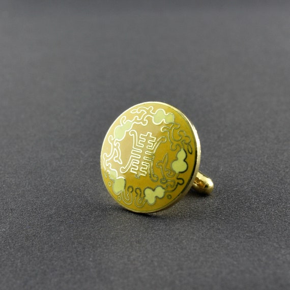 Vintage Large Yellow And Gold Cloisonne Enamel Ch… - image 7