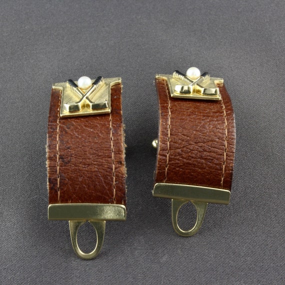 Vintage Anson Golf Clubs And Golf Ball Brown Leather … Gem