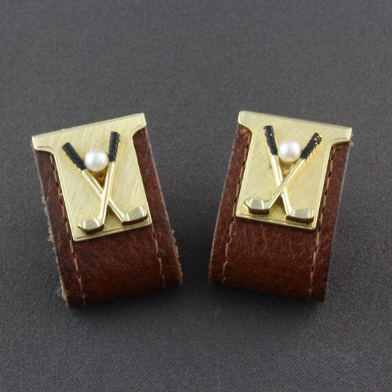 Vintage Anson Golf Clubs And Golf Ball Brown Leather … Gem