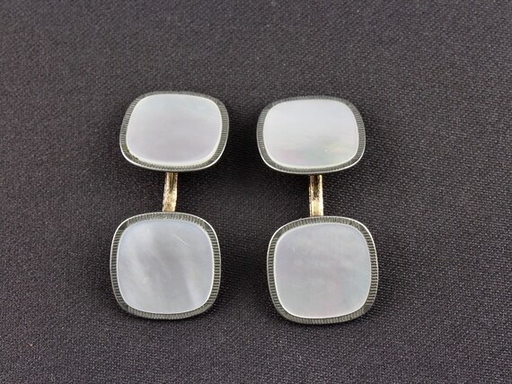 Vintage Swank Art Deco White Mother Of Pearl Squa… - image 3