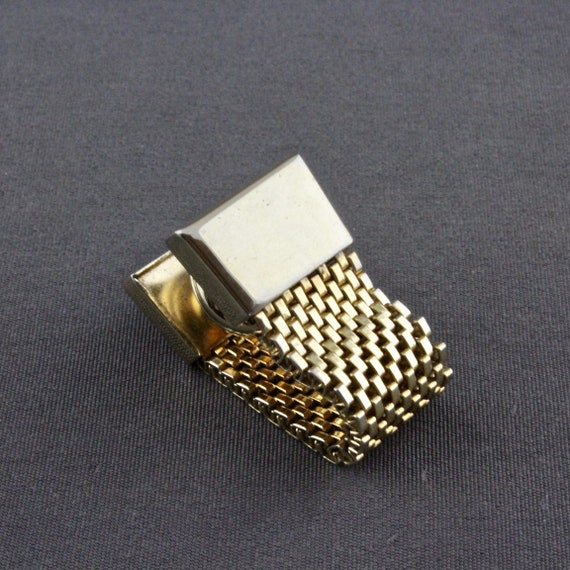 Vintage Swank Shiny Gold Tone Rectangular Snap A … - image 5