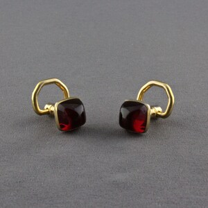 Boutons De Manchettes Vintage Art Deco Hickok USA - Ton Or Et Rouge