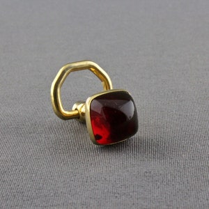 Boutons De Manchette (cufflinks) Vintage Hickok USA - Style Art Déco Doré Et Rouge - Occasion Bon état