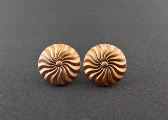 Vintage Large Round Swirl Geometric Design Copper… - image 3