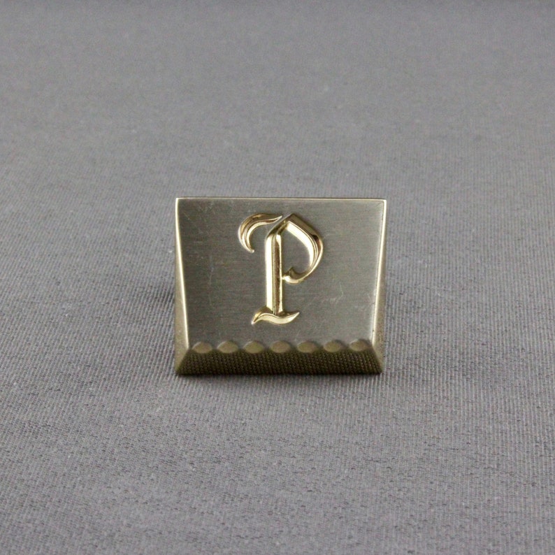 Vintage Old English Font Initial P Cufflinks By Hickok