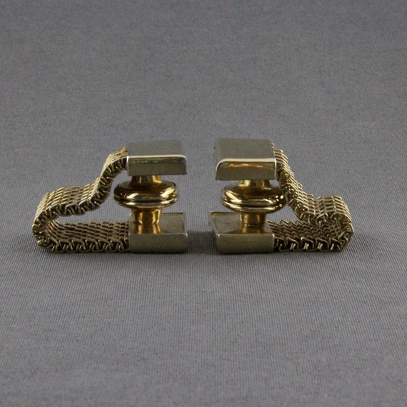 Vintage Swank Shiny Gold Tone Rectangular Snap A … - image 9